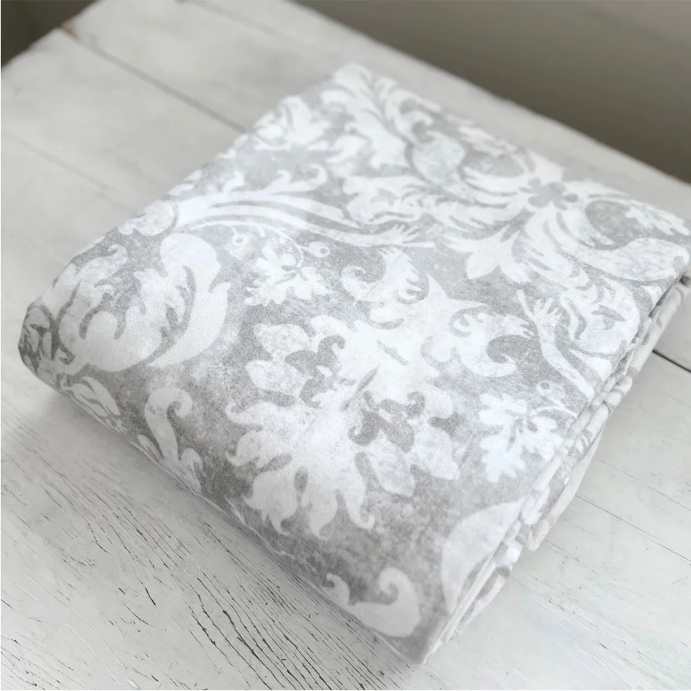 Pottery Barn Talisa Damask Medallion KING Duvet Cover Gray Linen Cotton Blend PB